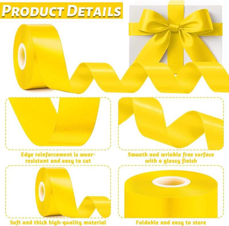 Fullive 1 1/2 Inch Yellow Ribbon, 30 Yards Ribbons for Crafts, Polyester Satin Ribbon for Gift Wrapping for Birthday Christmas Decorations Party Favor DIY Bows Floral Arrangements Wrapping Bouquet - Image 3